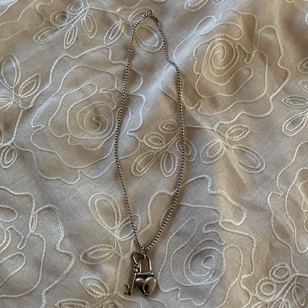 Sterling silver heart and lock necklace